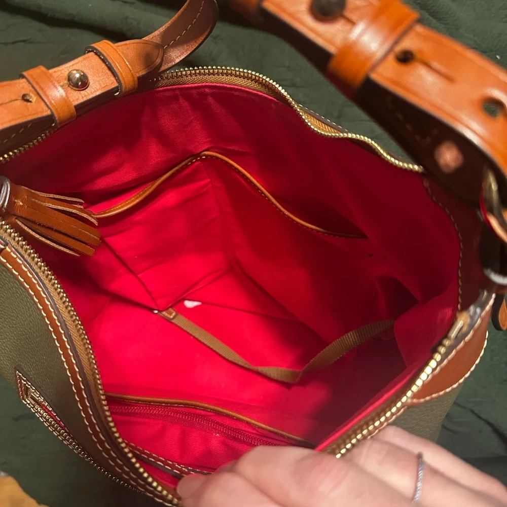 Dooney & Bourke Olive and Tan Hobo Bag - Picture 4 of 16